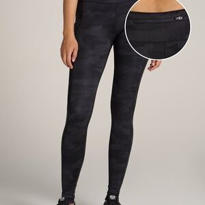 American Tall Women's Active Leggings with Pockets for Tall Women in Grey Camo S